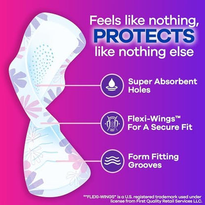 Always Radiant Feminine Pads for Women, Flexfoam Pads with Wings, Size 2, Heavy Absorbency, Lightly Scented, 78 Count (3 Packs of 26)