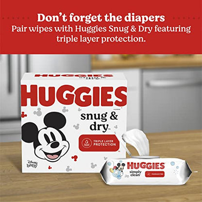 Huggies Simply Clean Unscented Baby Diaper Wipes, 3 Flip-Top Packs (192 Wipes Total), Packaging May Vary