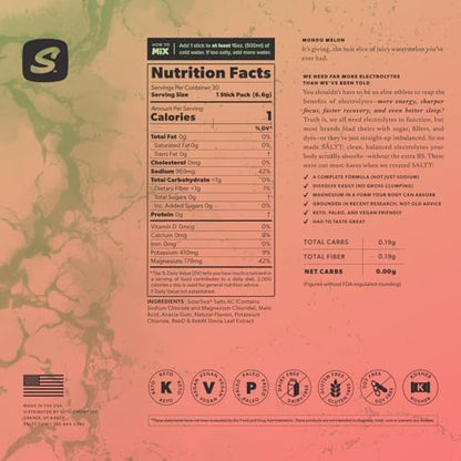 Keto Chow SALTT Electrolytes Powder Packets, Booyah Berry (30 Hydration Packets) - Magnesium, Potassium, Sodium, Trace Minerals - Vegan, Sugar Free, Gluten Free - Travel Essentials - Made in USA
