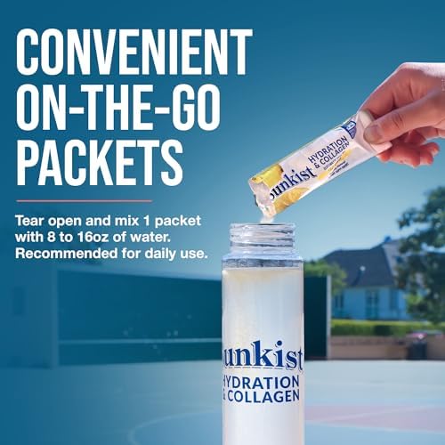 The Frozen Bean Sunkist Collagen Drink Mix - Hydration Strawberry Lemon Electrolyte Drink for Women with Vitamin C, Zinc, Collagen Peptides, Naturally Flavored - 20 Pack