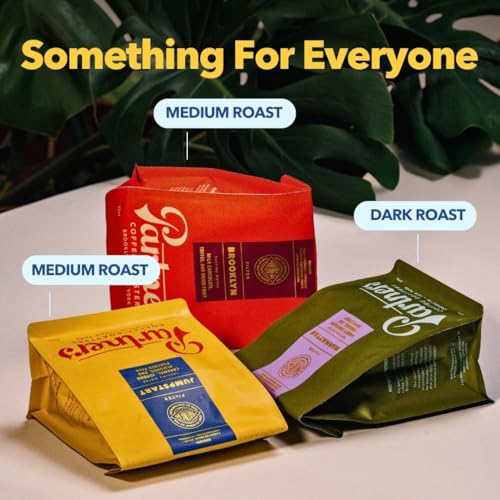 PARTNERS COFFEE ROASTERS - Whole Bean Coffee (Jumpstart - Medium-Light Roast) 12oz - Full Bodied &amp; Packed With Flavor - Jordan Almond, Caramel, Poached Pear - Coffee Beans - Roasted in New York City