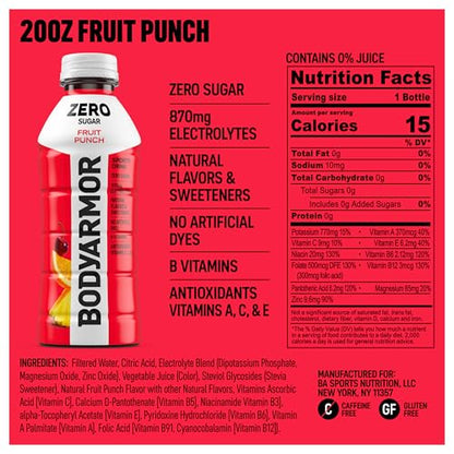 BODYARMOR LYTE Sports Drink Low-Calorie Sports Beverage, Peach Mango, Coconut Water Hydration, Natural Flavors With Vitamins, Potassium-Packed Electrolytes, Perfect For Athletes, 12 Fl Oz (Pack of 8)