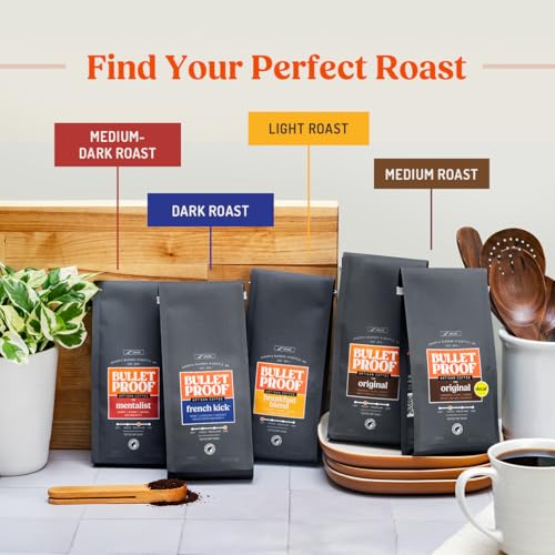 Bulletproof The Mentalist Medium-Dark Roast Ground Coffee, 12 Ounces, Clean Coffee Tested for Toxins, Packaging May Vary