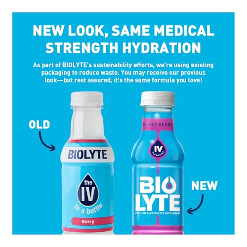 BIOLYTE Electrolyte Drink - Doctor-Formulated Hydration Drink, HSA &amp; FSA Electrolytes Water, Chemotherapy Must Haves for Women &amp; Men, Rehydration IV Liquid in a Bottle - Lemon Lime, 16 Fl Oz (12 Pack)