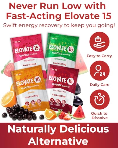 Fast-Acting Glucose Packets - Quick Dissolving, Gluten-Free 15g of Glucose Powder for Sugar &amp; Energy Dips - Oral Dextrose Powder for Kids &amp; Adults, 12 Slimpaks, Orange