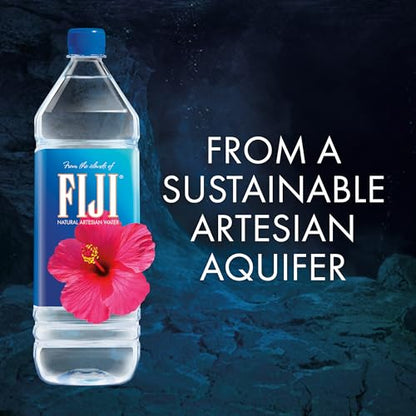 FIJI Natural Artesian Bottled Water 1 Liter / 33.8 Fl Ounce (Pack of 12) - 100% Natural Electrolytes
