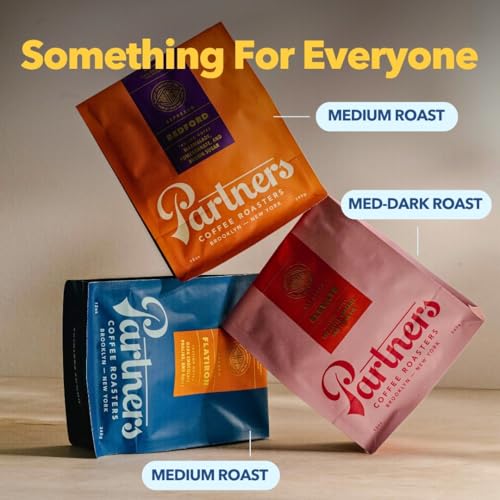 PARTNERS COFFEE ROASTERS - Whole Bean Coffee (Jumpstart - Medium-Light Roast) 12oz - Full Bodied &amp; Packed With Flavor - Jordan Almond, Caramel, Poached Pear - Coffee Beans - Roasted in New York City