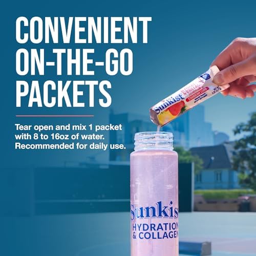 The Frozen Bean Sunkist Collagen Drink Mix - Hydration Strawberry Lemon Electrolyte Drink for Women with Vitamin C, Zinc, Collagen Peptides, Naturally Flavored - 20 Pack