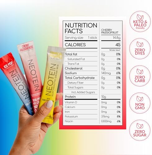 Electrolyte Powder Packets, Protein Powder with 10g Protein &amp; Collagen - Hydration Packets - Zero Sugar, NO Fillers, NO Carbs | Variety Pack | 40 Calories | Keto &amp; Paleo | Pack of 24