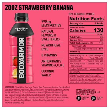 BODYARMOR Sports Drink Sports Beverage, Blue Raspberry, Natural Flavors With Vitamins, Potassium-Packed Electrolytes, No Preservatives, Perfect For Athletes, 12 ounce (Pack of 8)
