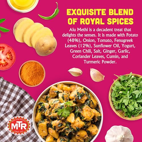 MTR - Shahi Paneer - Mild Tomato Gravy with Cottage Cheese - Authentic Indian Flavors - Flavorful, Easy, Ready-to-Eat Meal - Experience the Richness of Paneer in a Hearty Tomato Curry (Pack of 6)