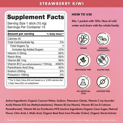 Boobie Hydromom Superfood Electrolyte Drink Mix, Blue Raspberry Lemonade | Refreshing Energy &amp; Hydration Boost for Mamas | On-The-Go &amp; Travel Essentials for Pregnancy, Lactation, &amp; Beyond, 15 Packets